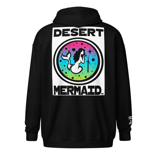"U GOT THIS!" Tri Color PINK, BLUE, & GREEN OMBRE LOGO Desert Mermaid Black Heather Unisex heavy blend zip hoodie