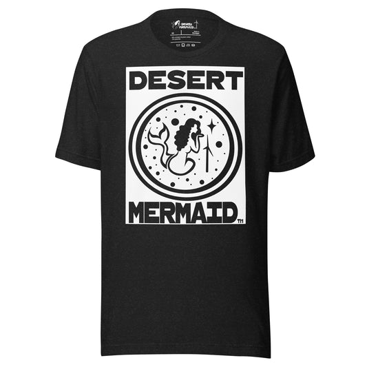 Desert Mermaid Logo Graphic Black Heather Unisex T-shirt in WHITE