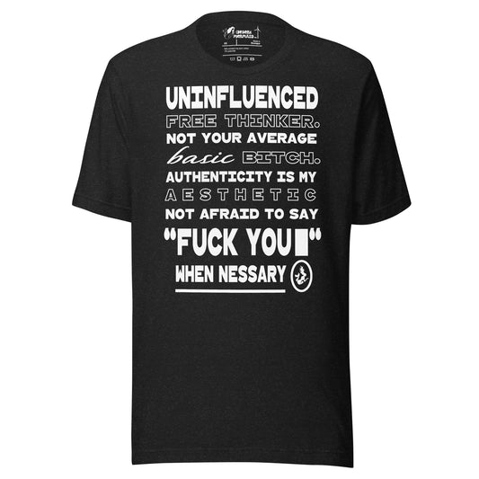 Uninfluenced Graphic black heather unisex t-shirt
