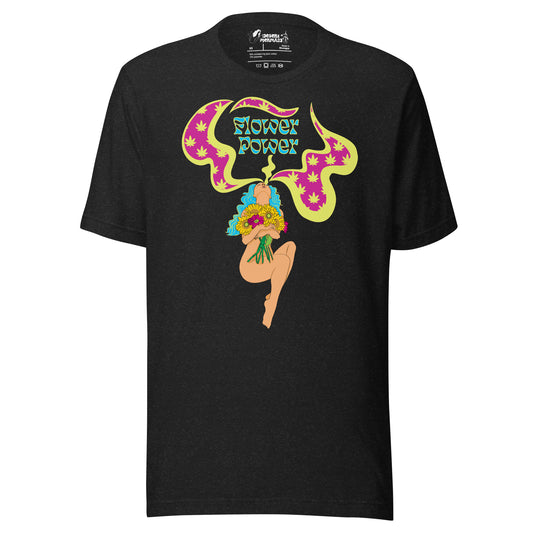 Flower Power Weed Graphic t-shirt in BLACK HEATHER