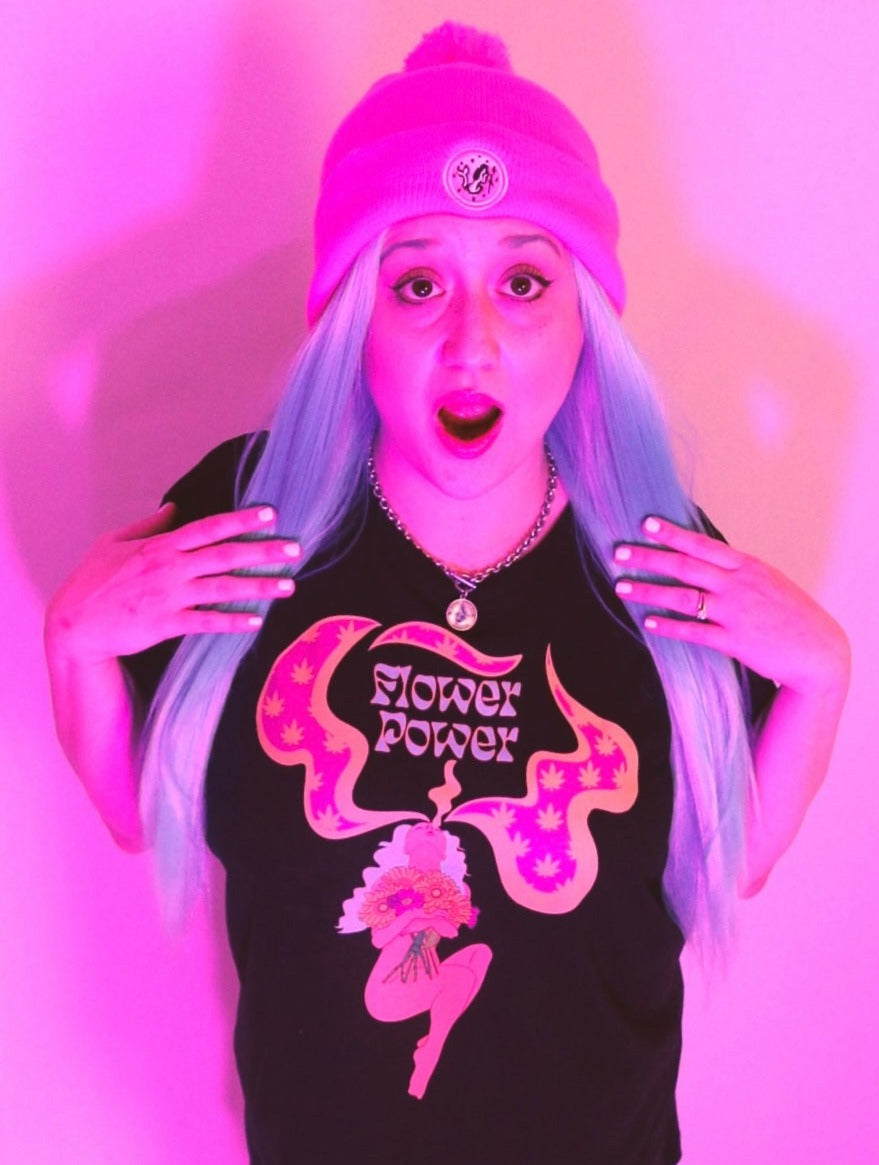 Flower Power Weed Graphic t-shirt in BLACK HEATHER